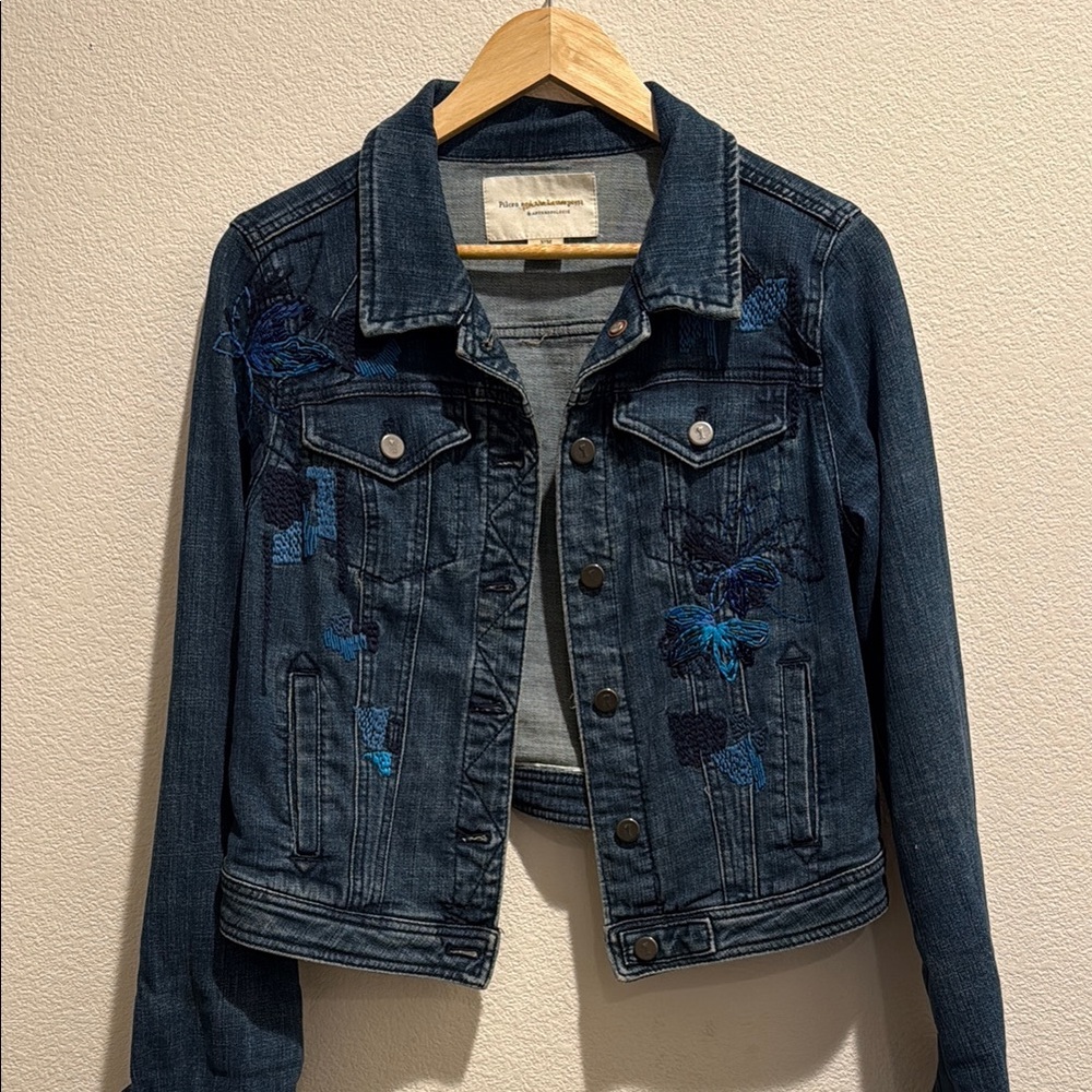 Pilcro/Anthropologie Embroidered Denim Jacket